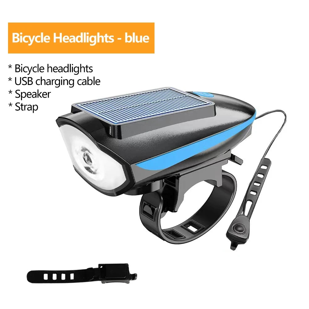 Solar Fahrradlicht mit Horn – LED Frontlampe für Bikes
