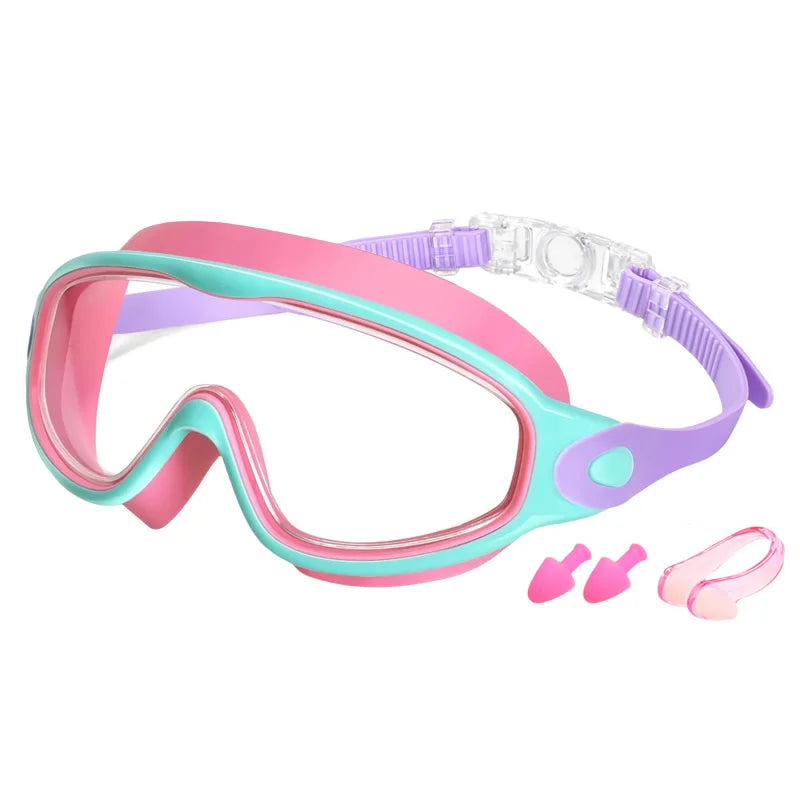 Bunte Kinder-Schwimmbrille mit breitem Sichtfeld