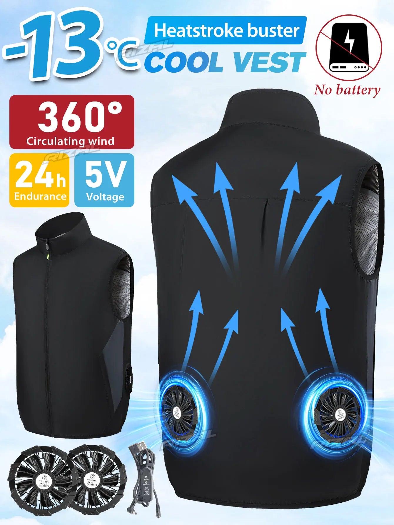 Kühlweste mit Ventilatoren für Angler