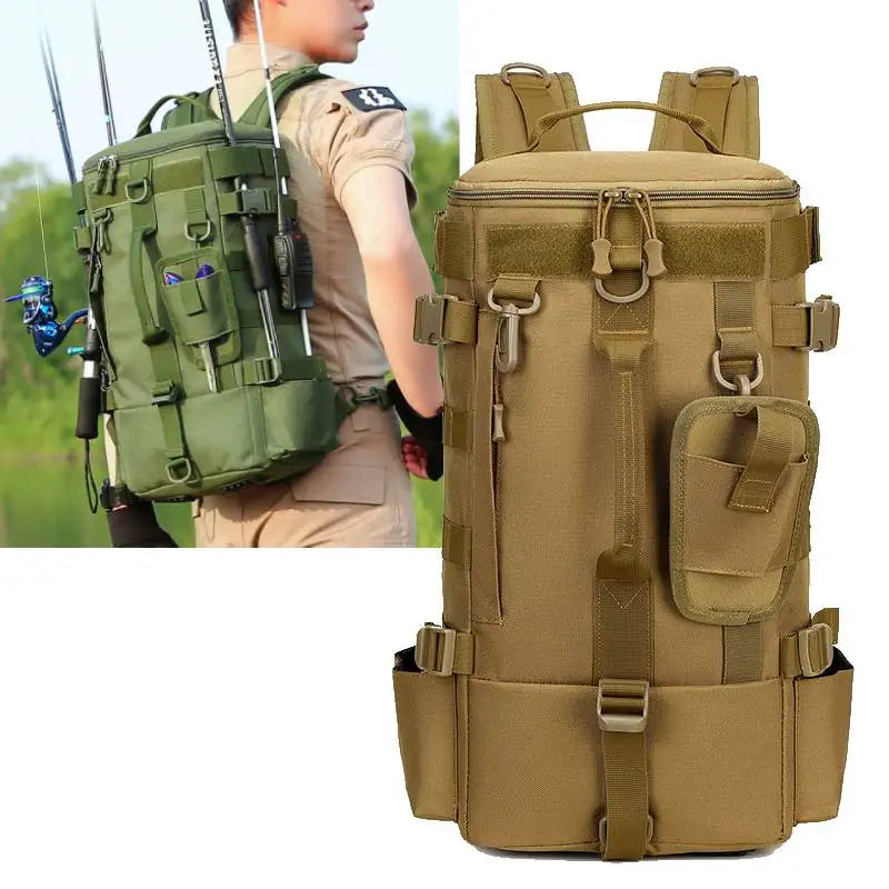 Taktischer Angelrucksack mit Rutenhaltern