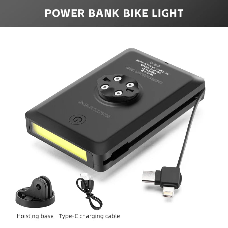 ROCKBROS Fahrrad Powerbank Lampe 10000mAh mit USB-C