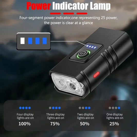 USB wiederaufladbare Fahrradlampe mit 2 LED Lichtern – clever-campen Ansicht 2