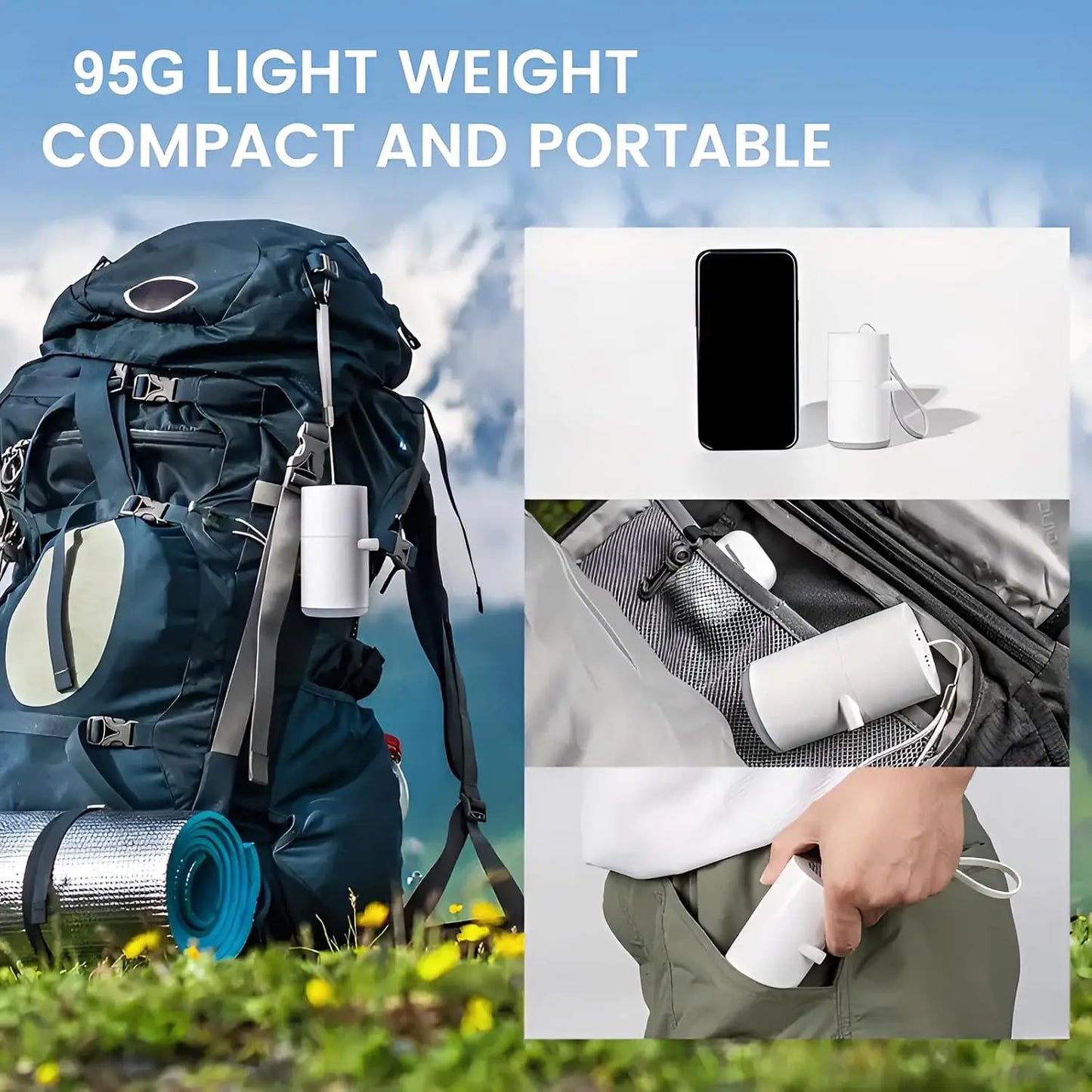Kompakte Luftmatratzen-Pumpe mit SOS-Lampe – Wiederaufladbar – clever-campen Ansicht 6
