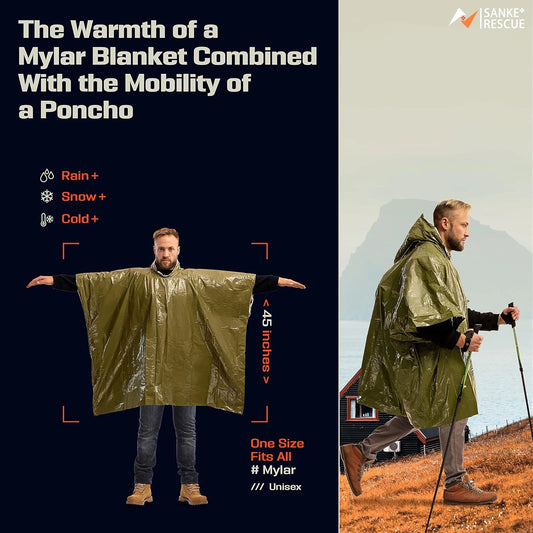 Notfall Poncho aus Aluminiumfolie – Wasserdicht & Einweg – clever-campen Ansicht 2
