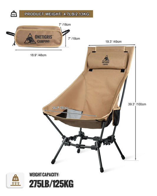 OneTigris Faltstuhl mit hohem Rücken für Camping und Outdoor – clever-campen Ansicht 2
