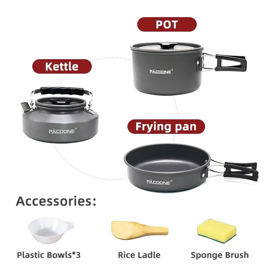 Tragbar Camping-Kochset aus Metall – clever-campen Ansicht 2