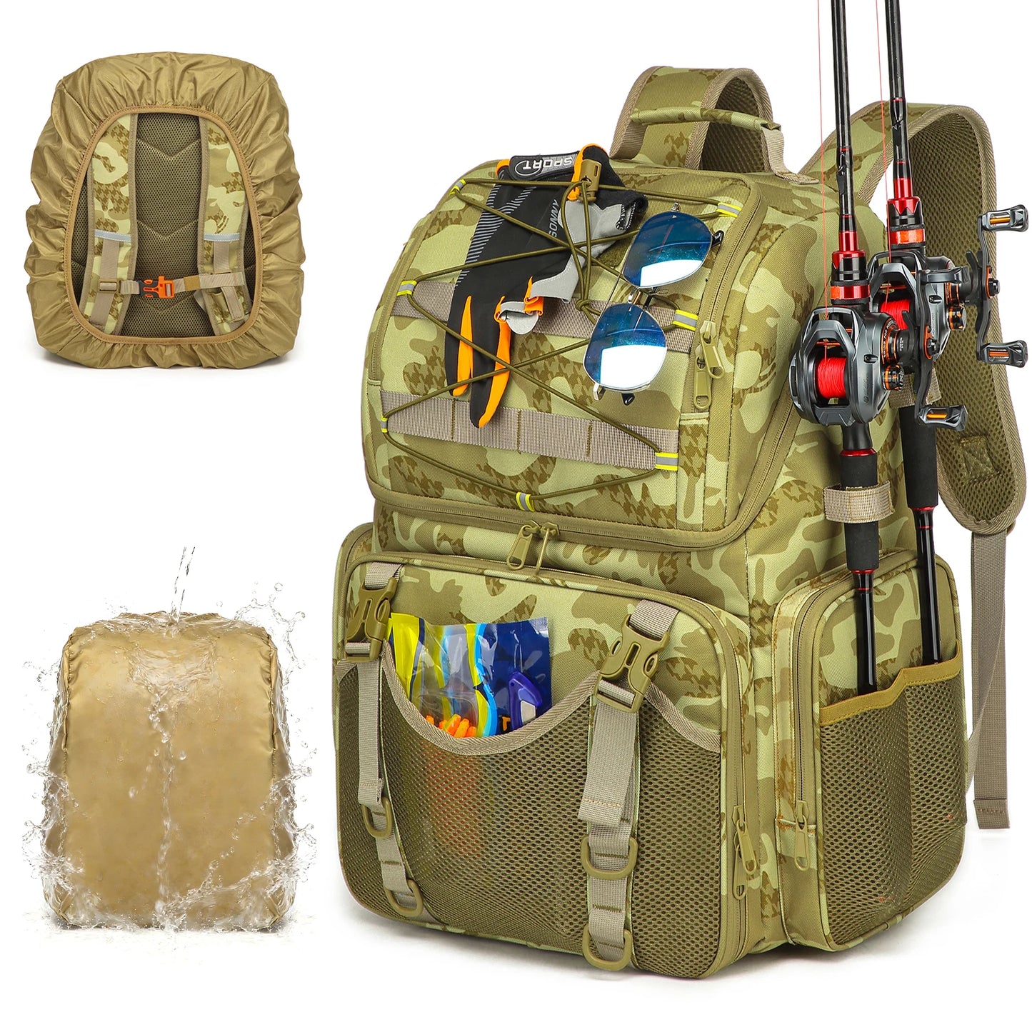 45L Angelrucksack mit Kühlfunktion und Regenhülle