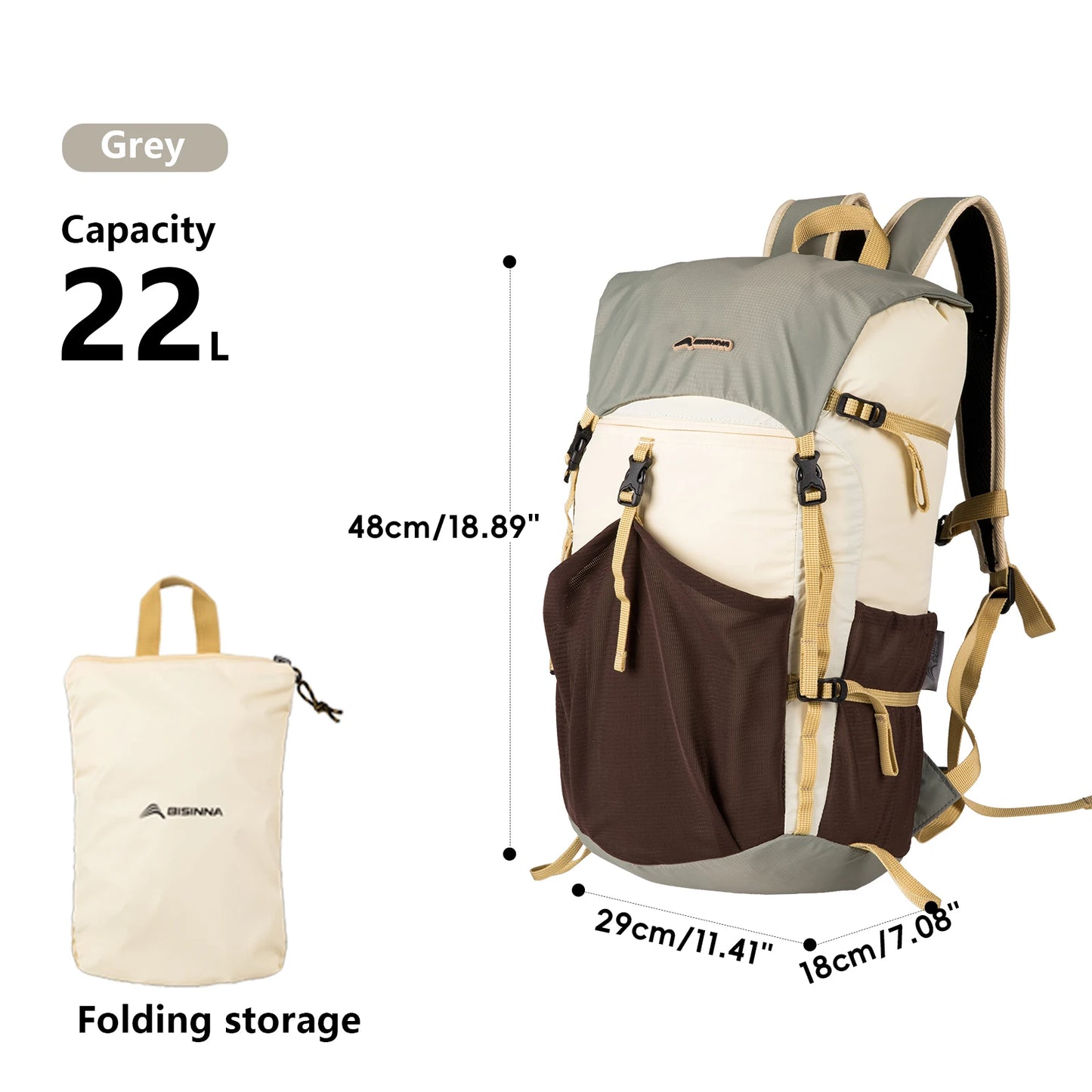 BISINNA 22L Wanderrucksack faltbar, wasserdicht, ultraleicht