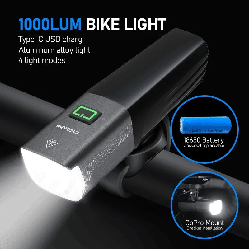 CYCLAMI X7 Smart Fahrradlicht USB Wiederaufladbar 1000 Lumen – clever-campen Camping & Outdoor Schweiz