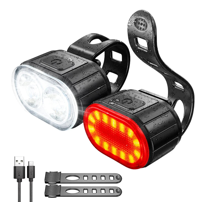 Wasserdichtes Fahrradlicht Set – 3-teilig, wiederaufladbar