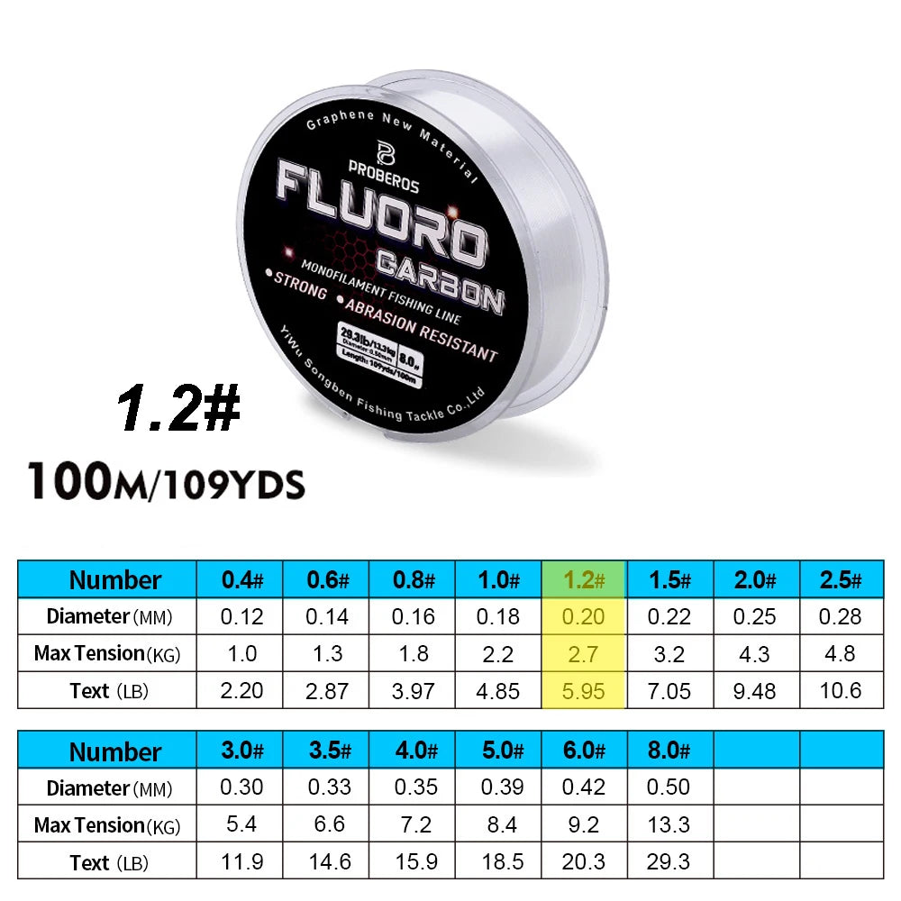 PROBEROS 100M Fluorocarbon Angelvorfach 2.2LB-29.3LB