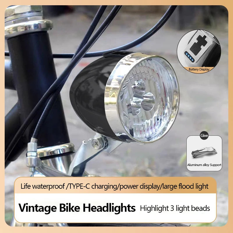 Vintage Fahrrad Frontlicht 3 LED Retro Design