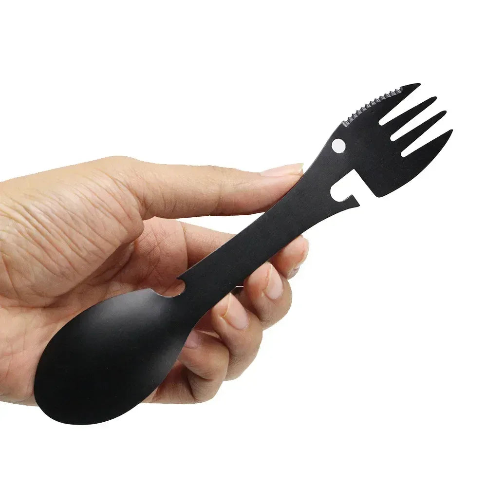 5-in-1 Camping Utensilien Set aus Edelstahl – clever-campen Camping & Outdoor Schweiz