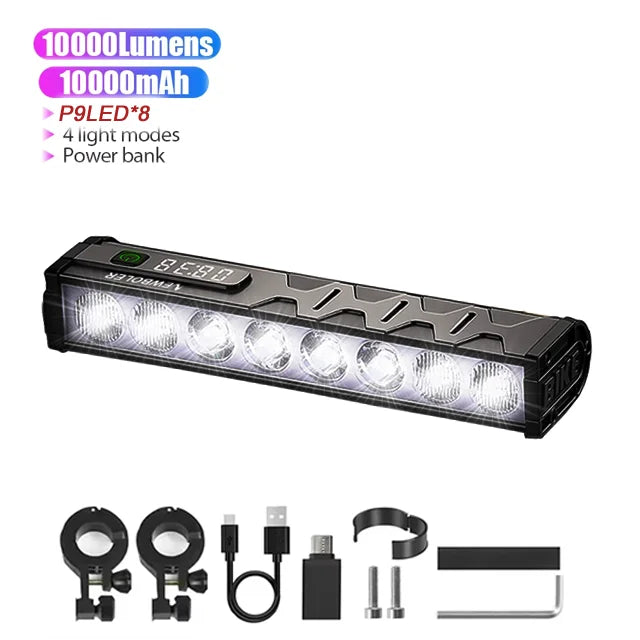 10000LM LED Fahrradlampe mit 10000mAh Akku