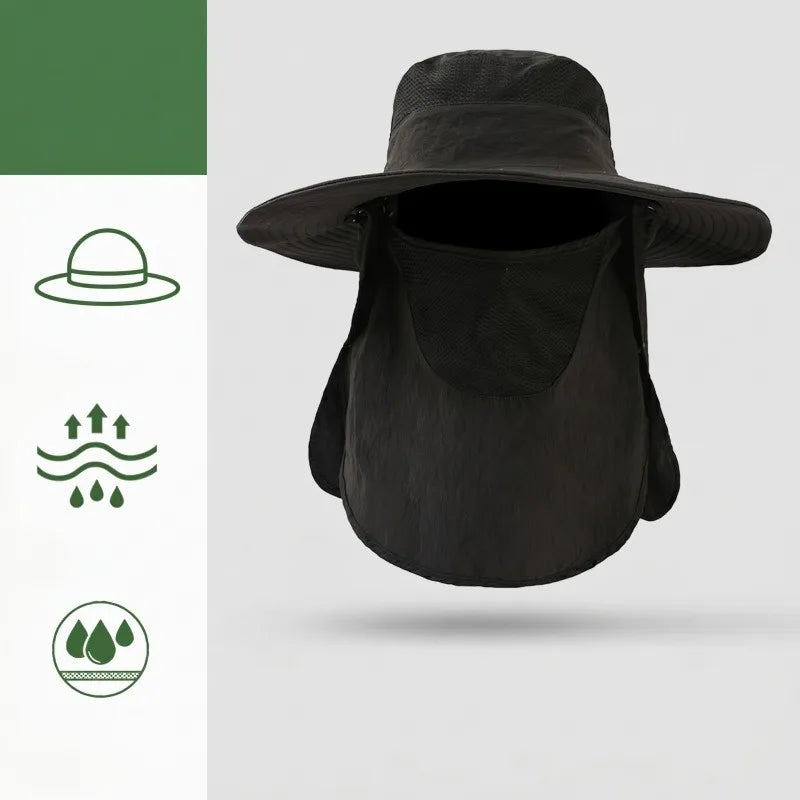 Outdoor Sonnenhut mit abnehmbarem Gesichtsschutz für Angler