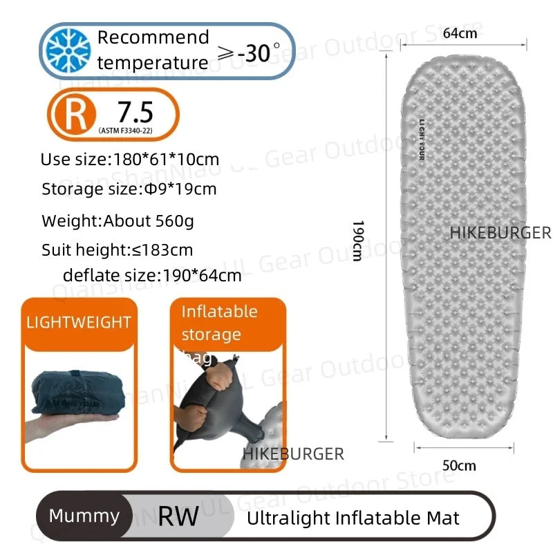Leichte Camping Luftmatratze R-Wert 7.5 für Outdoor