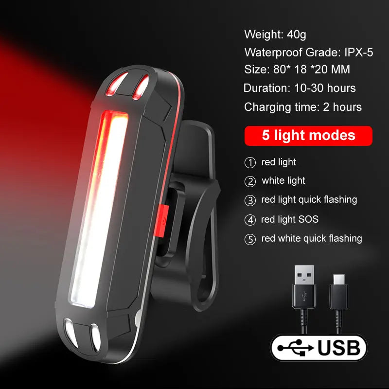 X-Tiger Rücklicht USB wiederaufladbar für Fahrräder