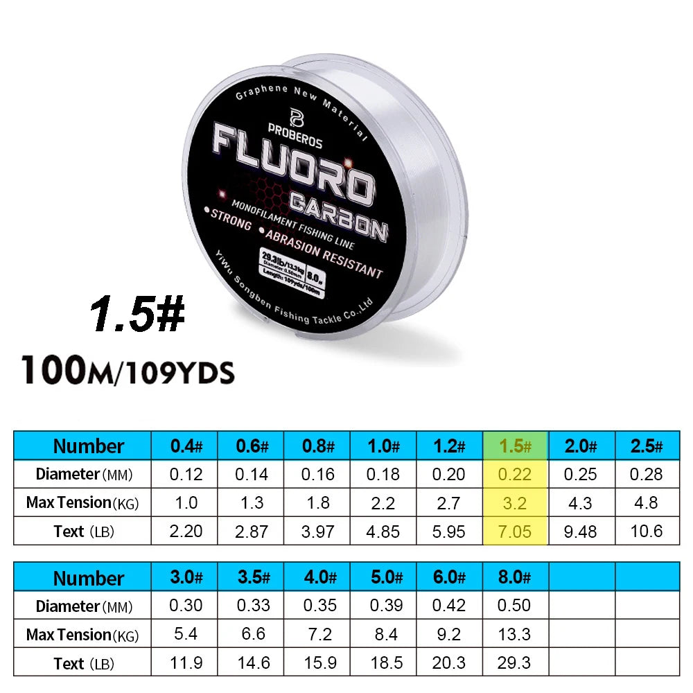 PROBEROS 100M Fluorocarbon Angelvorfach 2.2LB-29.3LB