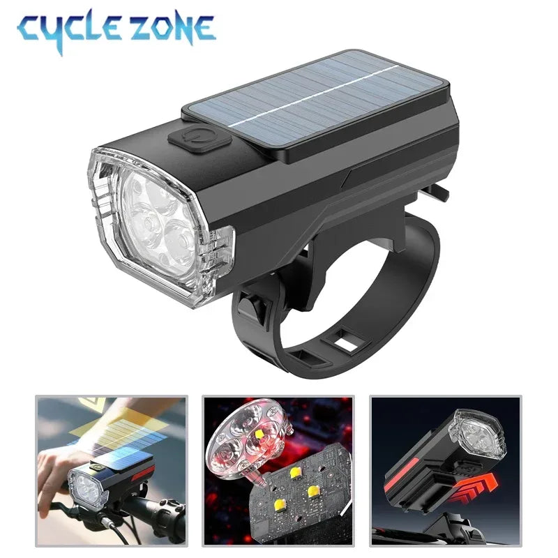 Solarbetriebene Fahrrad-Frontlampe mit 3 LEDs – clever-campen Camping & Outdoor Schweiz