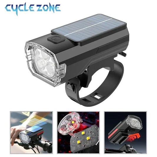 Solarbetriebene Fahrrad-Frontlampe mit 3 LEDs – clever-campen Camping & Outdoor Schweiz