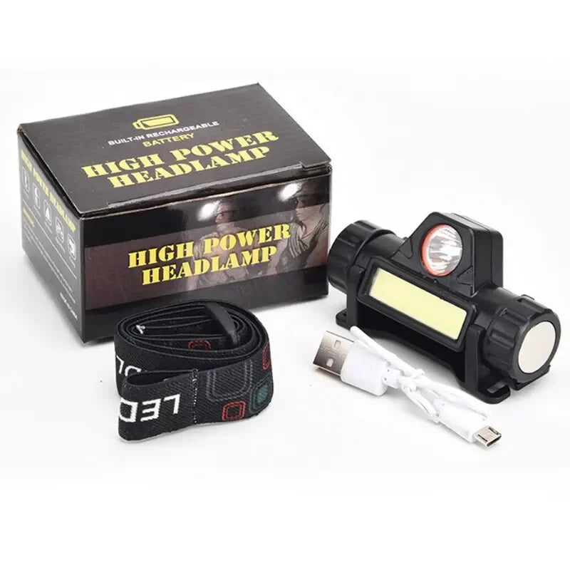 Rechargeable COB LED USB Stirnlampe mit starkem Magneten