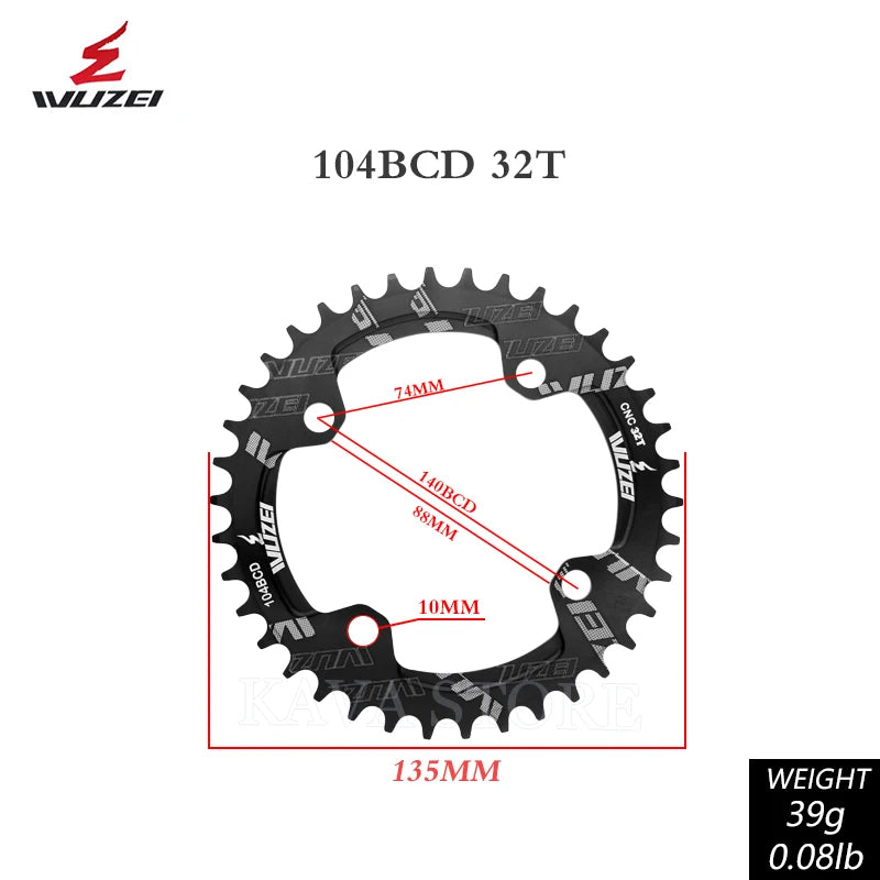 Wuzei 104BCD MTB Kettenblatt Narrow Wide 30-42T