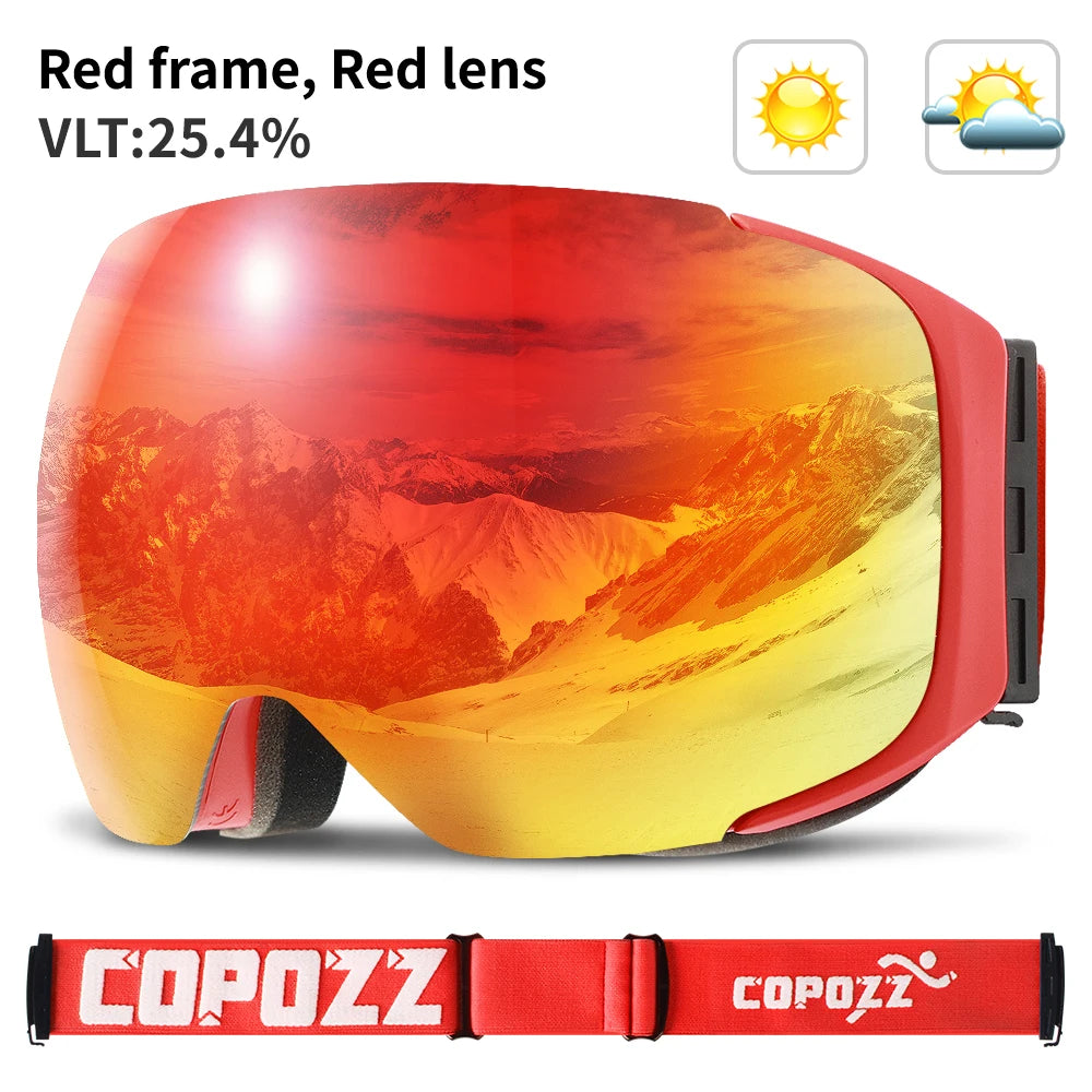 COPOZZ Magnet-Ski-Goggles mit Wechselglas und Etui