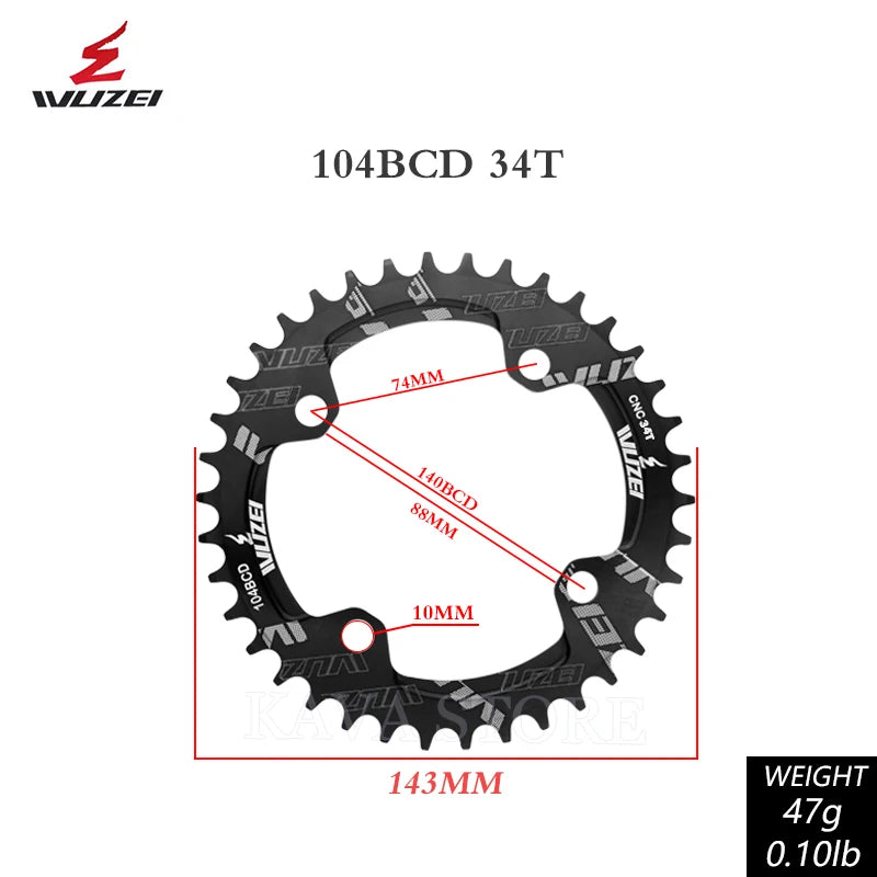 Wuzei 104BCD MTB Kettenblatt Narrow Wide 30-42T