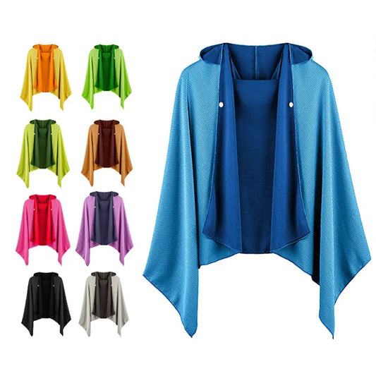 Kühlender Kapuzen-Poncho – 4-in-1 Überwurf – clever-campen Camping & Outdoor Schweiz