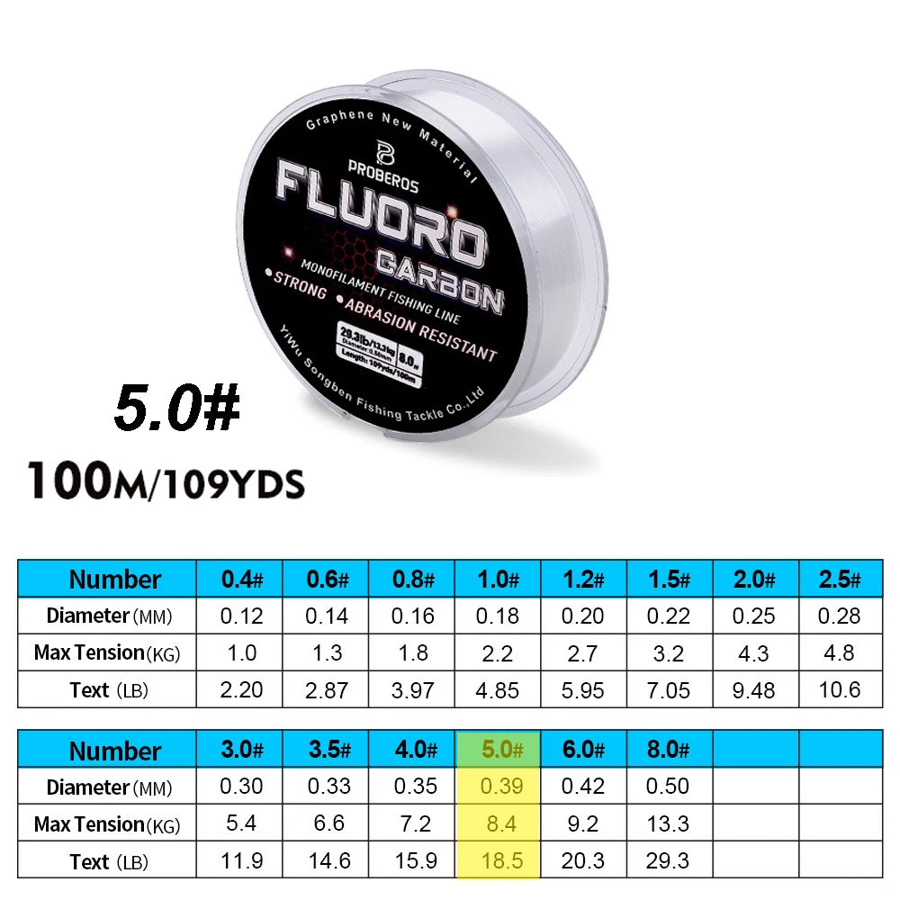 PROBEROS 100M Fluorocarbon Angelvorfach 2.2LB-29.3LB
