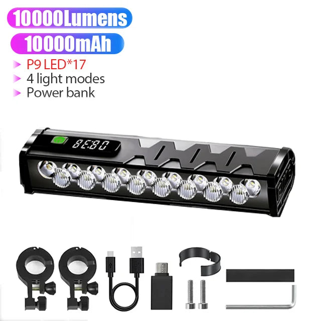 10000LM LED Fahrradlampe mit 10000mAh Akku