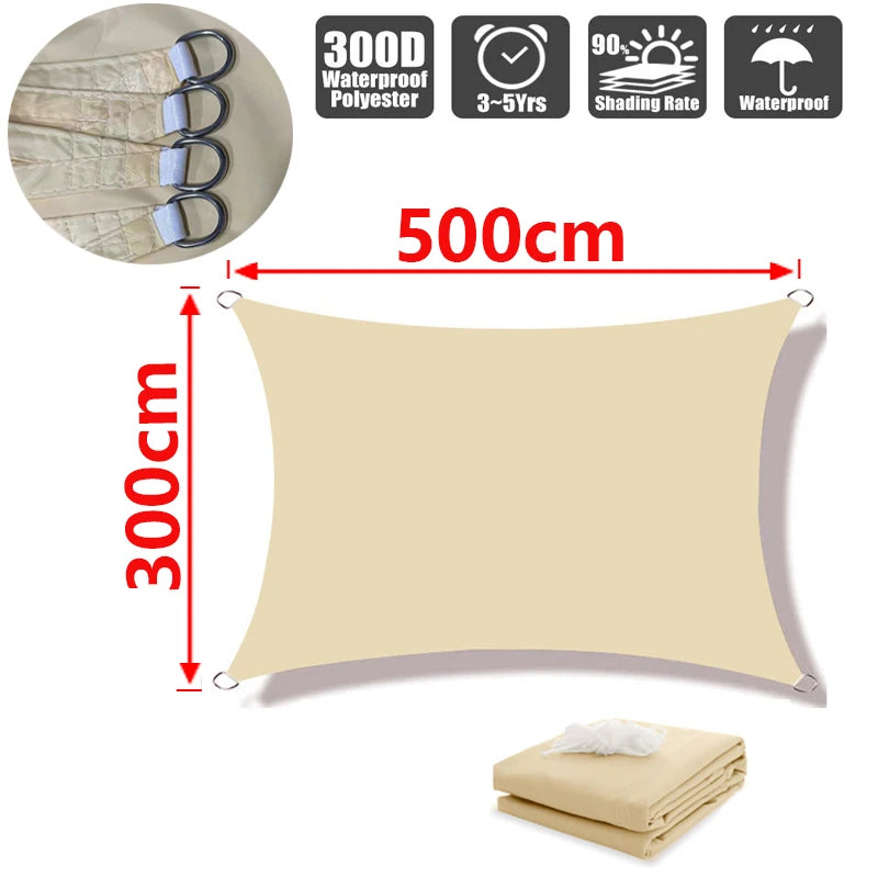 Wasserdichtes Sonnensegel aus 300D Polyester für UV-Schutz
