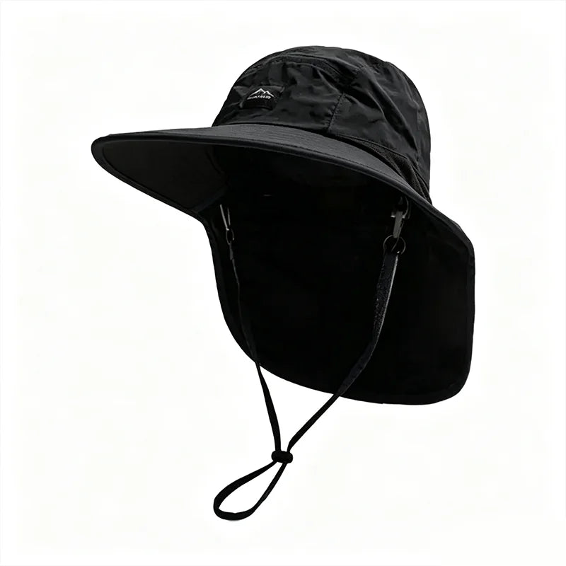 Unisex Winddichter Fischerhut mit Nackenklappe und UV-Schutz