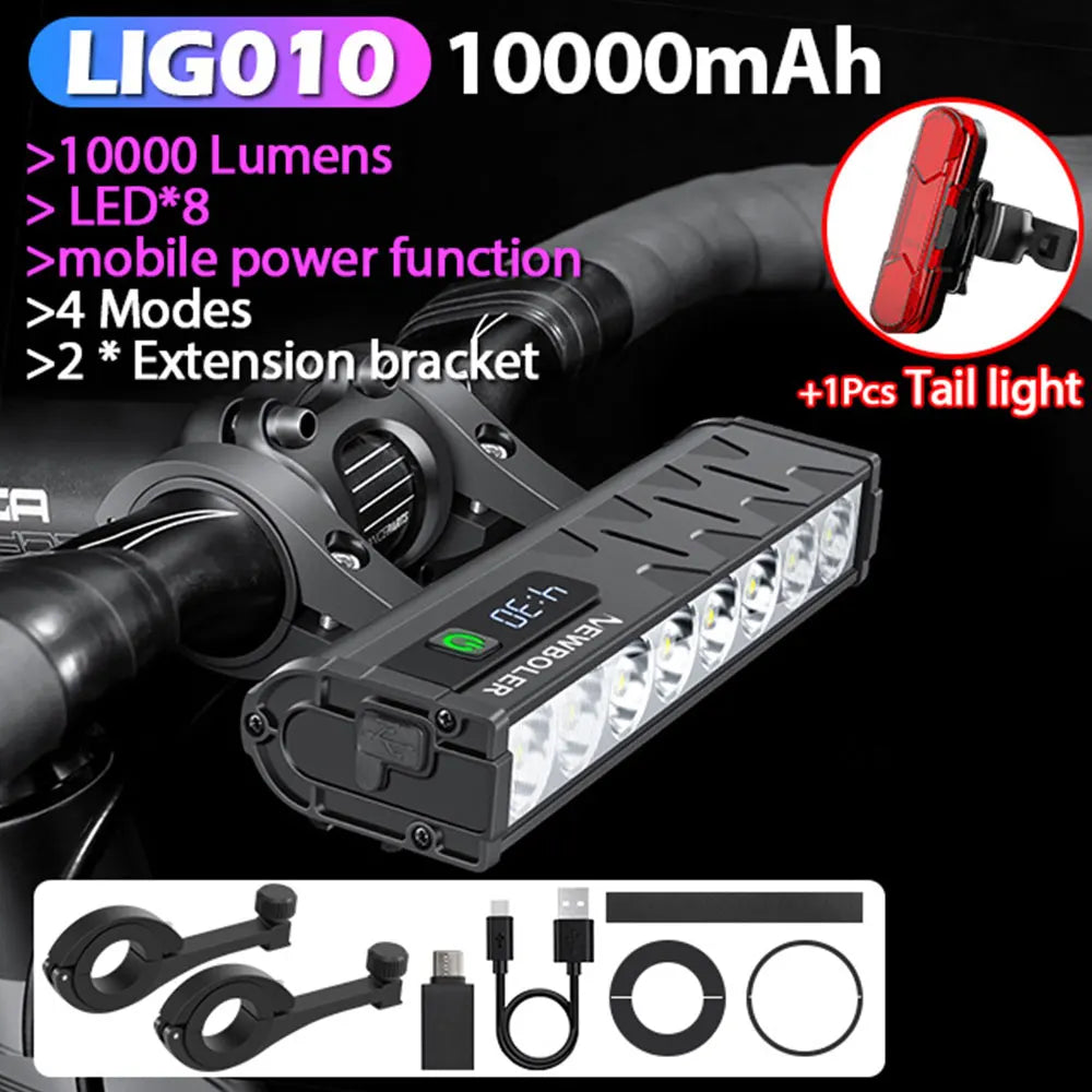 10000 Lumen Fahrradlicht mit USB-Ladung und Wasserschutz