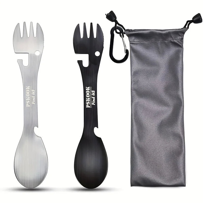 PSKOOK 5 in 1 Camping Besteck Set für Outdoor-Aktivitäten