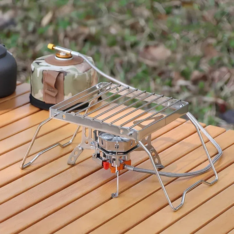 Kompakter Edelstahl Campingkocher – Faltbarer Grill – clever-campen Camping & Outdoor Schweiz