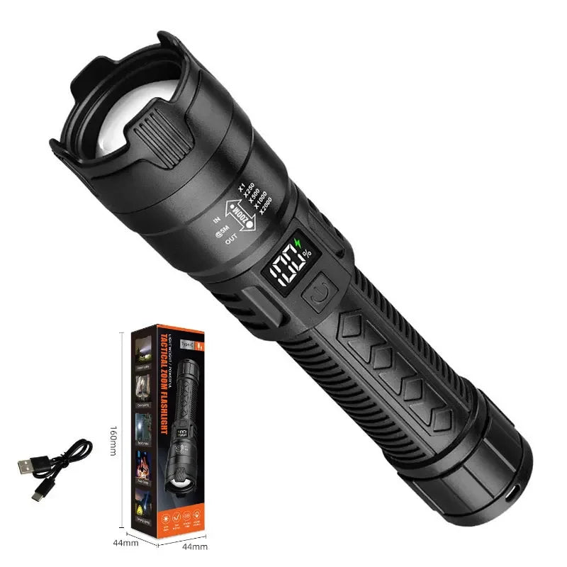 Hochleistungs LED Taschenlampe - USB wiederaufladbar 1000LM