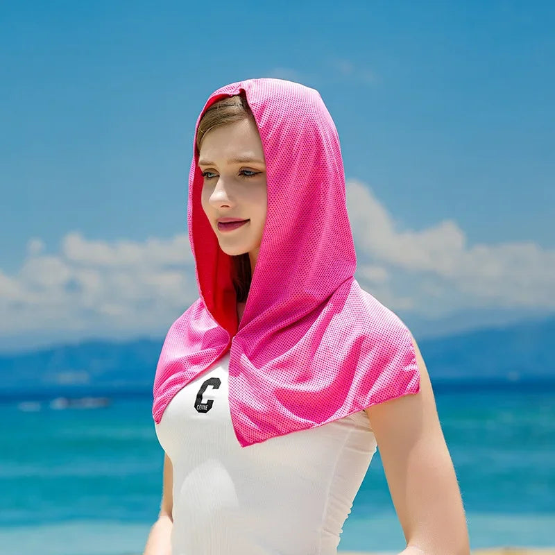 Kühlendes Hoodie-Handtuch mit UV-Schutz für Sport