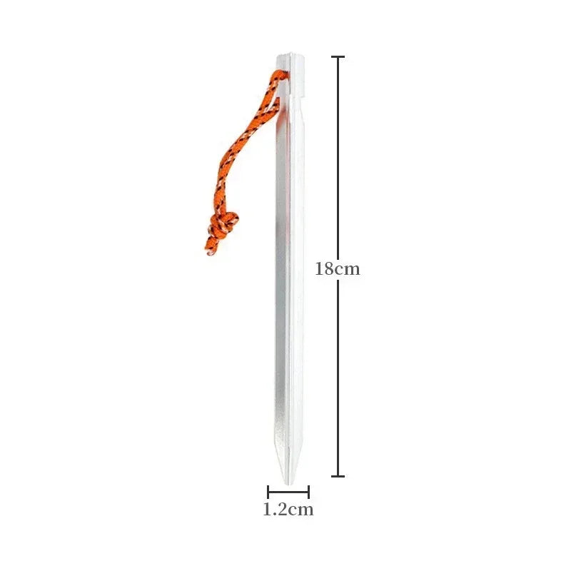 Aluminium Zeltpflöcke 18cm mit reflektierendem Seil