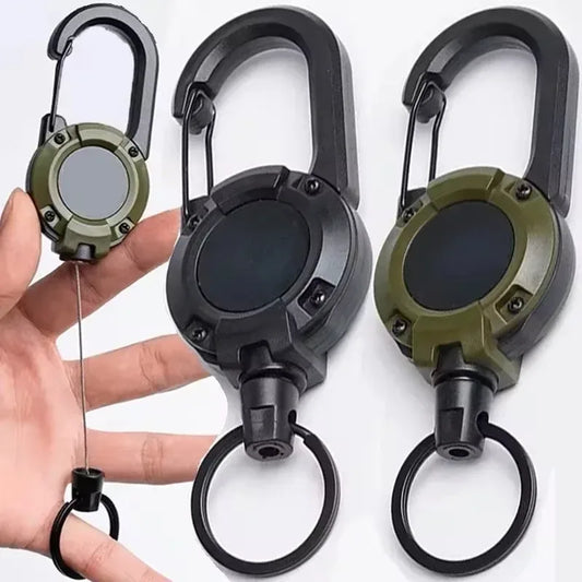 Robuster Retractable Karabiner mit Stahlseil – clever-campen Camping & Outdoor Schweiz