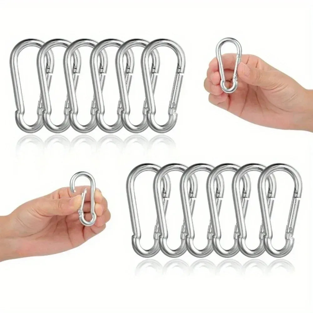 Edelstahl Karabiner Set, 6x60mm, 180kg Tragkraft – clever-campen Camping & Outdoor Schweiz