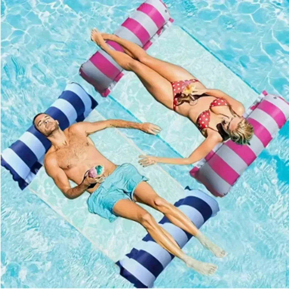 Aufblasbare Wasser-Hängematte gestreift – Faltbar für Pool – clever-campen Camping & Outdoor Schweiz