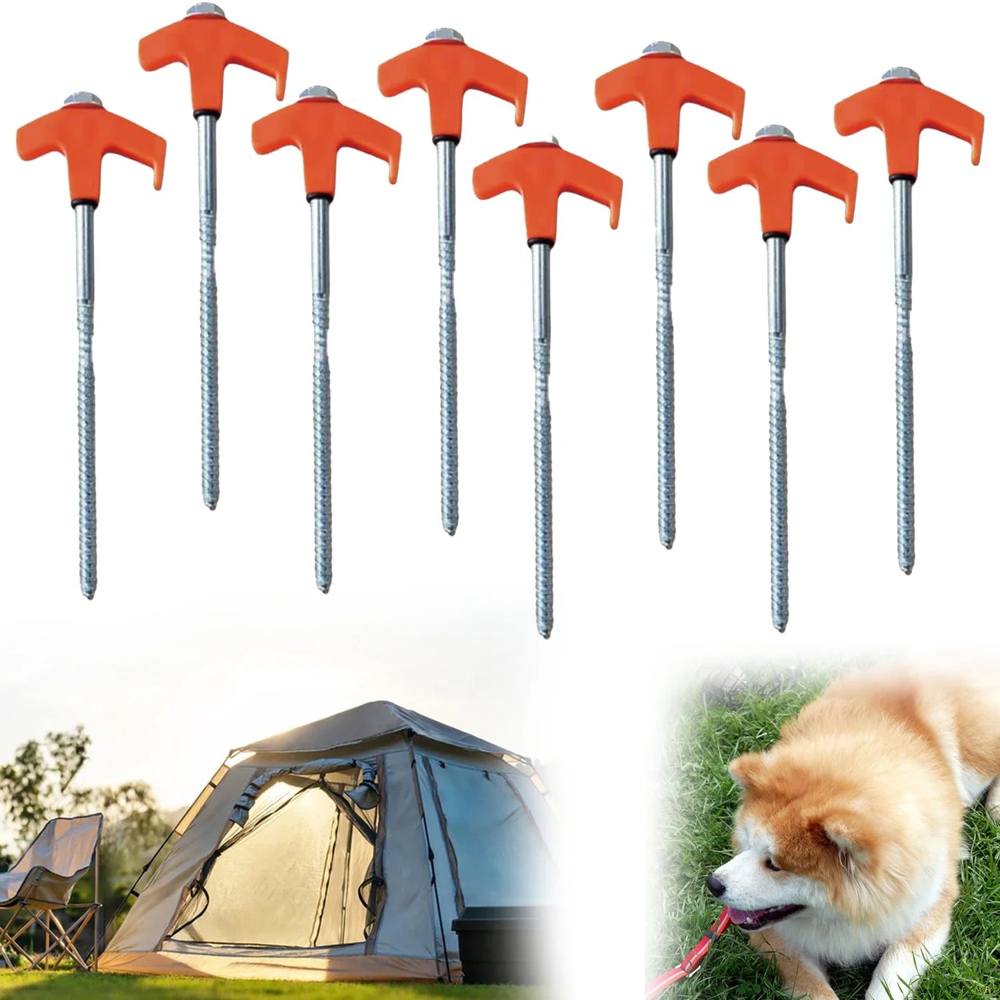 8-Zoll Schraub-Zeltpflock – Robuster Anker für Camping