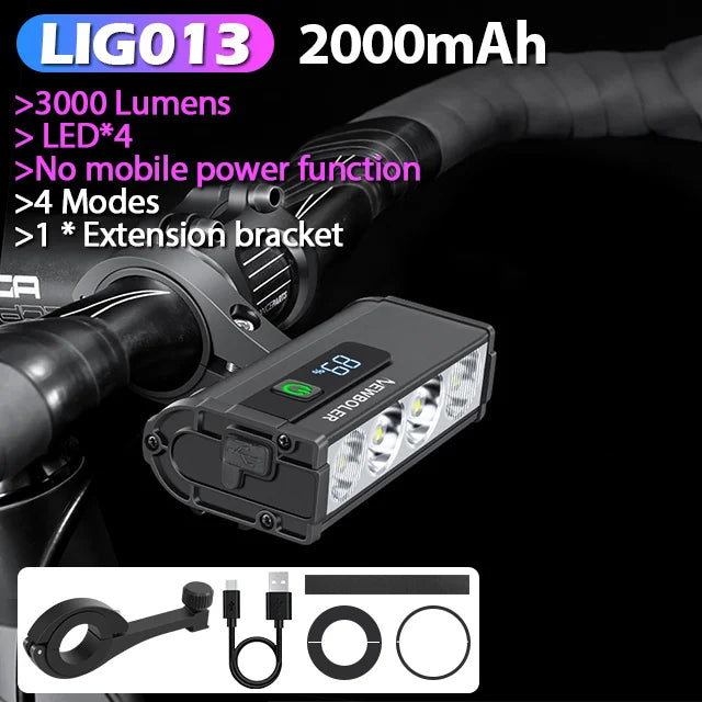 10000 Lumen Fahrradlicht mit USB-Ladung und Wasserschutz