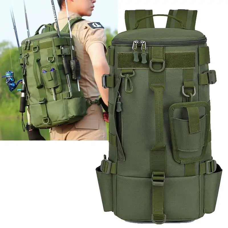 Taktischer Angelrucksack mit Rutenhaltern