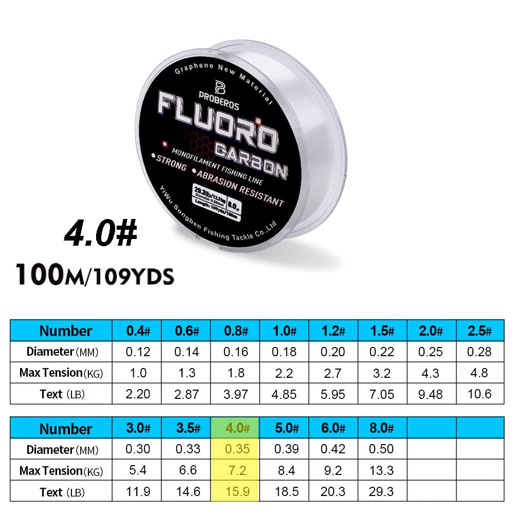 PROBEROS 100M Fluorocarbon Angelvorfach 2.2LB-29.3LB