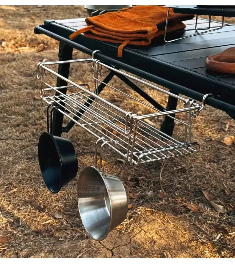 Camping Tisch Erweiterungsregal mit Hängematte – clever-campen Camping & Outdoor Schweiz