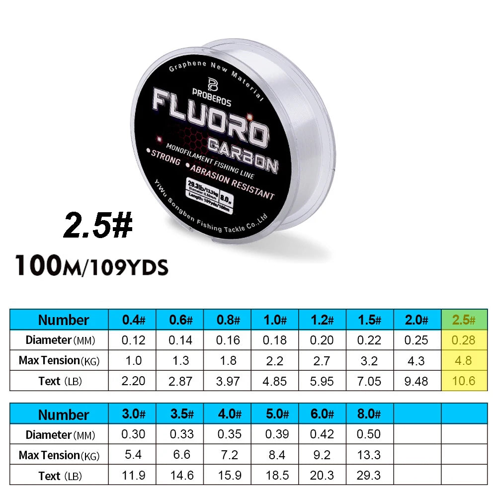 PROBEROS 100M Fluorocarbon Angelvorfach 2.2LB-29.3LB