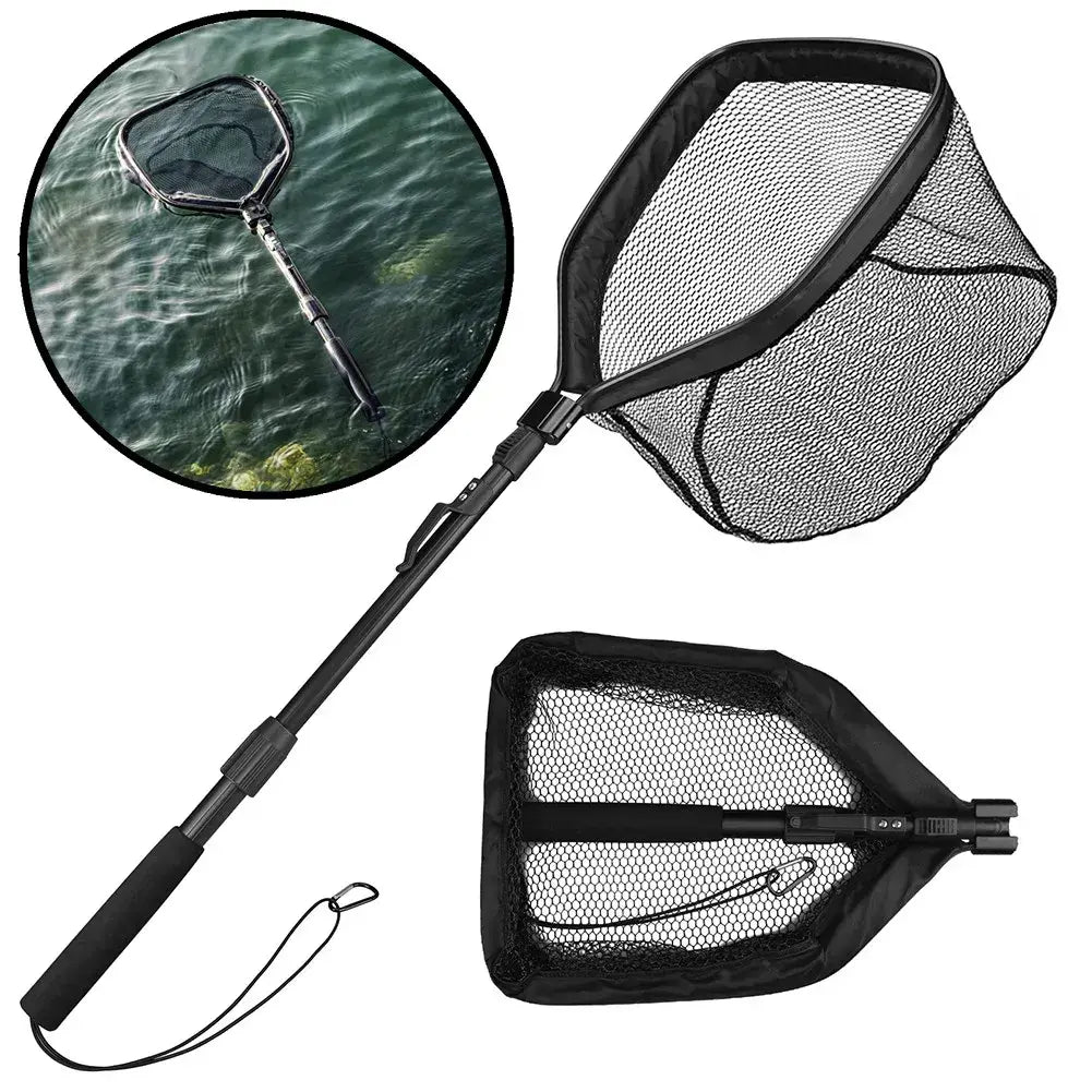 Faltbares Kescher-Netz mit Teleskopstange für Angler – clever-campen Camping & Outdoor Schweiz