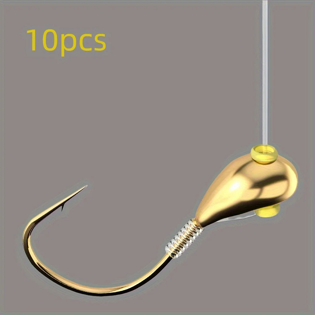 Goldene Edelstahl Angelhaken – 10 Stück für Bait und Lures